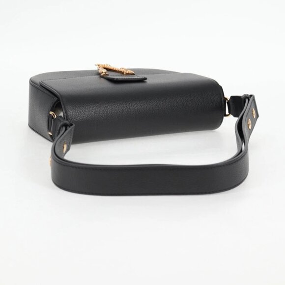 VERSACE Shoulder Bag Leather Black Gold Auth 118818A - Picture 10 of 13